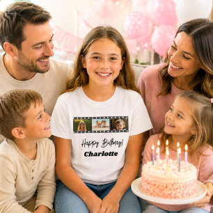 Photo collage film name birthday girl T-Shirt