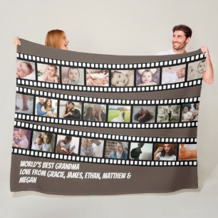 Photo Collage Film Strip Personalised DIY Custom Fleece Blanket