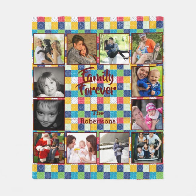 Photo Collage Fleece Blanket - Small Patchwork (Front)