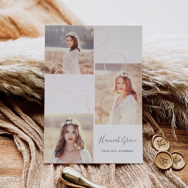 Photo Collage Foil Graduation Announcement (Creator Uploaded)