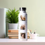 Photo collage friends name water bottle<br><div class="desc">Personalise and add 9 photos of friends.  Add your first name and family name black letters.</div>