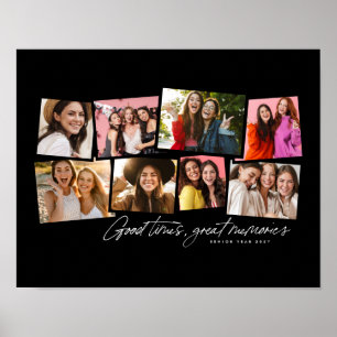 Photo collage fun personalised black white memory poster