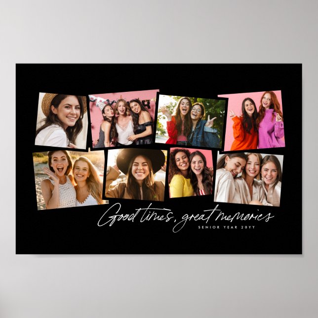 Photo collage fun personalised black white memory poster (Front)