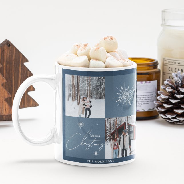 Photo Collage Geometric Snowflakes | Christmas Coffee Mug (Creator Uploaded)