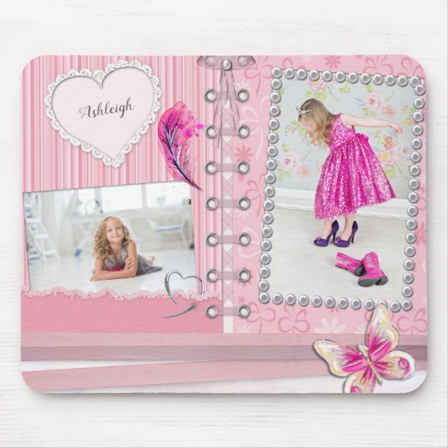 Photo Collage Girls Scrapbook Custom Mouse Mat (Front)