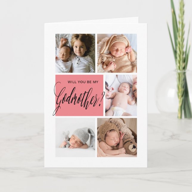 Photo Collage Godmother Proposal Card (Front)