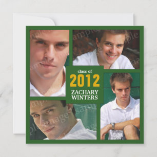 Photo Collage Grad Invitation - Green