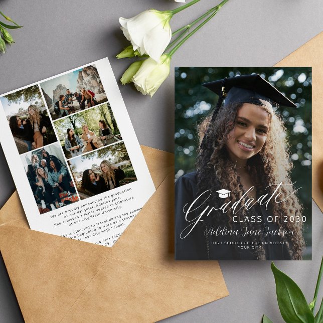 Photo collage graduate script modern graduation announcement (Creator Uploaded)
