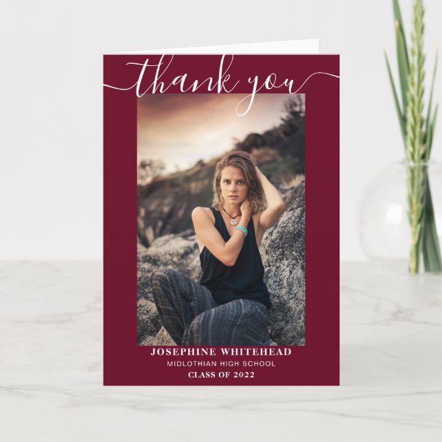 Photo Collage Graduation 2022 Thank You Burgundy (Front)