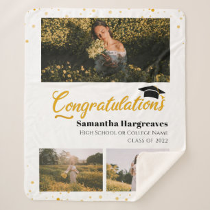 Photo Collage Graduation 2024 Graduate Keepsake Sherpa Blanket
