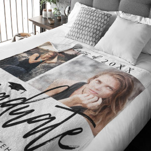 Photo Collage Graduation Fleece Blanket
