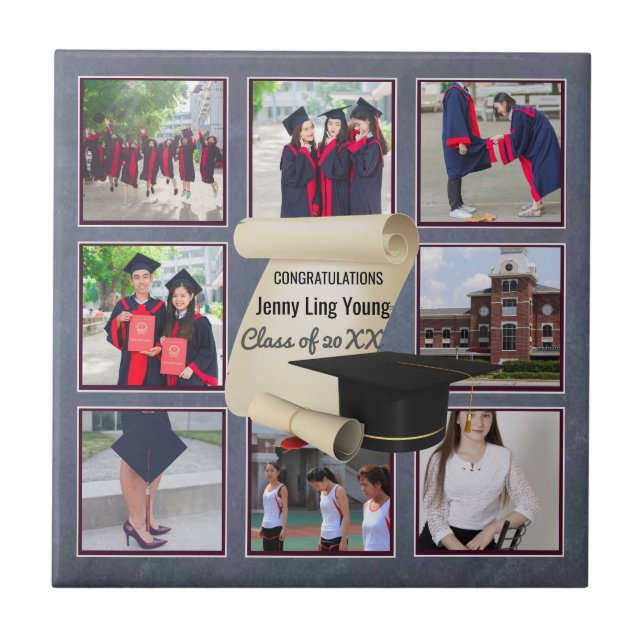 Photo Collage Graduation Keepsake Instagram Named Tile (Front)