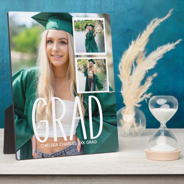 photo collage graduation Plaque with Easel (Side)