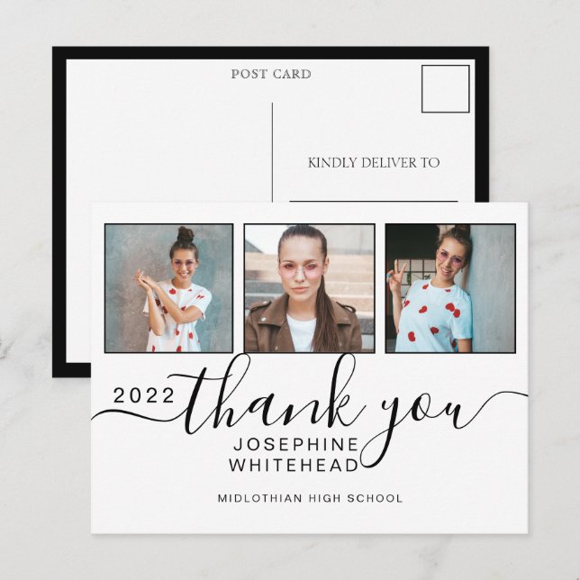 Photo Collage Graduation Thank You 2022 Postcard (Front/Back)