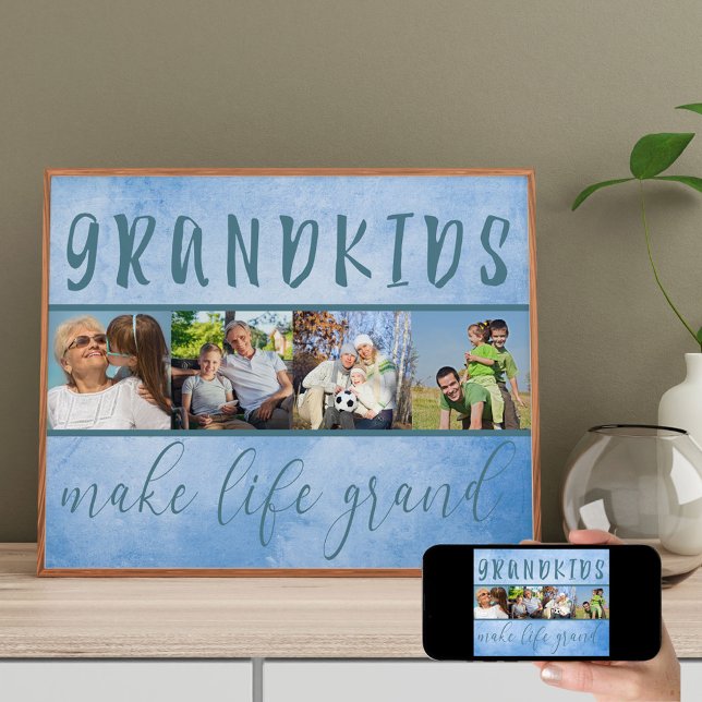 Photo Collage - Grandkids Make Life Grand Blue Poster (Creator Uploaded)