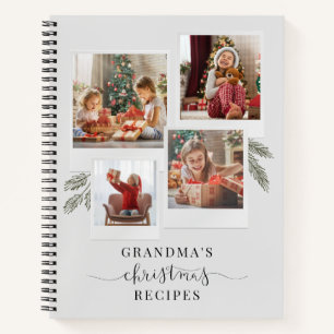 Photo Collage Grandma Christmas Recipes Notebook