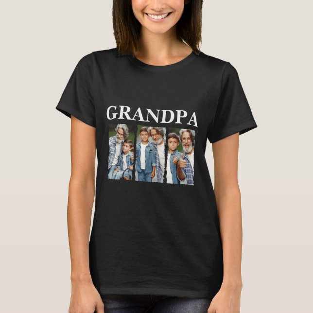 Photo Collage Grandpa D Gift  T-Shirt (Front)