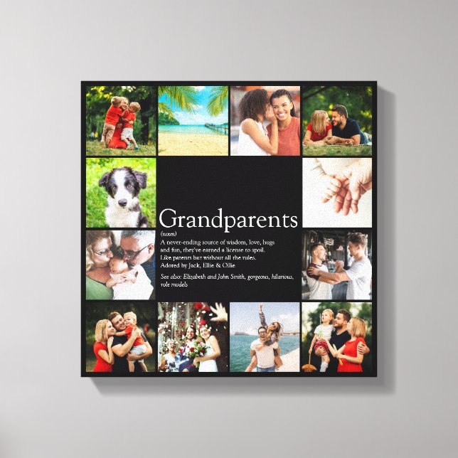Photo Collage Grandparents Fun Modern Quote Canvas Print (Front)