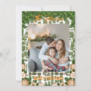 Photo Collage Green Holiday Card Merry Christmas
