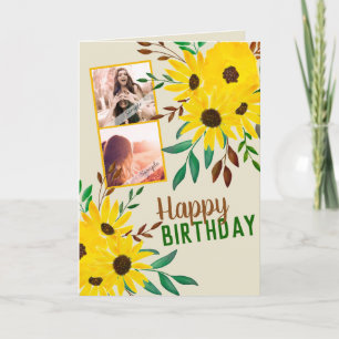 Photo Collage "Happy Birthday" Sunflowers Card