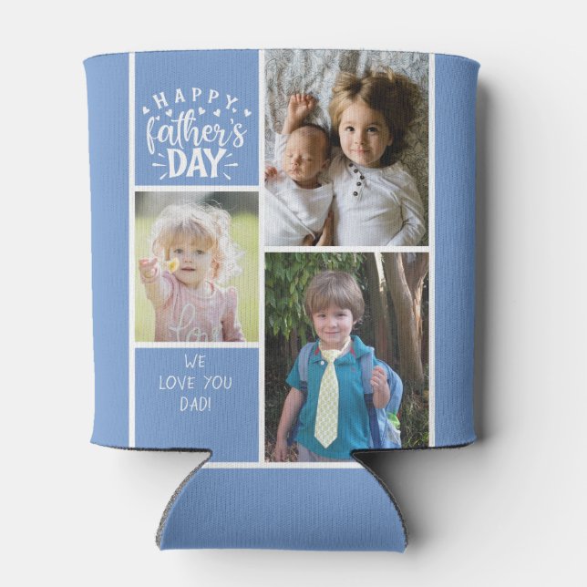 Photo Collage Happy Father's Day Can Cooler (Back)