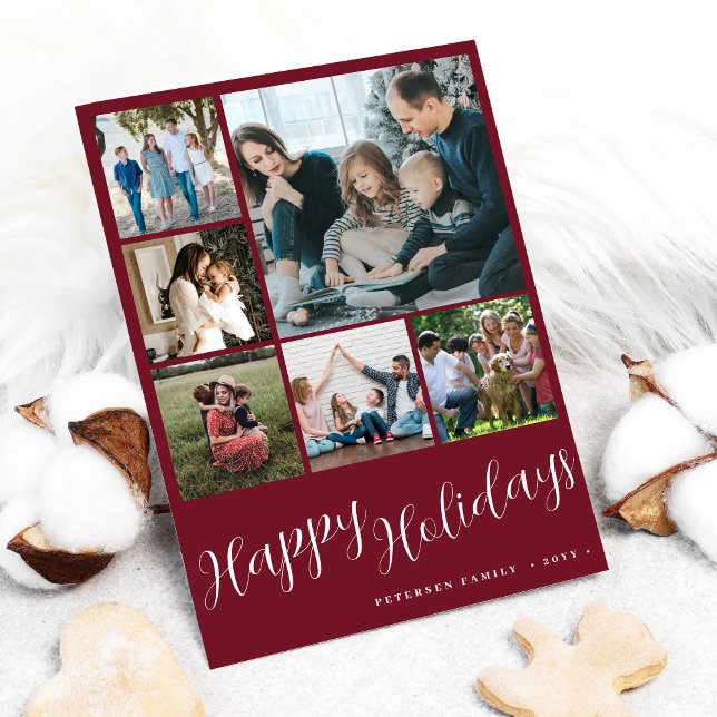 Photo collage Happy Holidays script Christmas Holiday Card (Creator Uploaded)