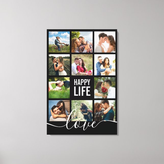 Photo Collage Happy Life and Love Couple's Canvas Print (Front)