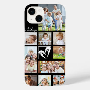 Photo Collage Heart Love Name Custom Colour Case-Mate iPhone 14 Case