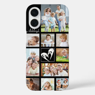 Photo Collage Heart Love Name Custom Colour iPhone 16 Case