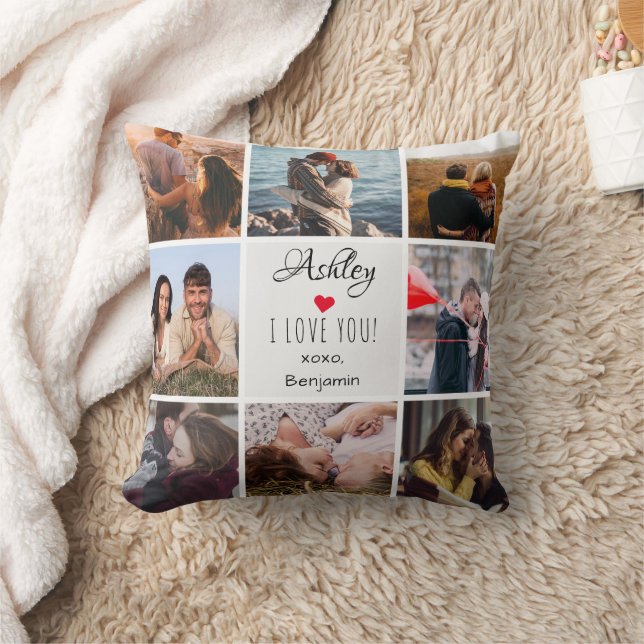 Photo Collage ''I Love You'' Valentine's Day Cushion (Blanket)