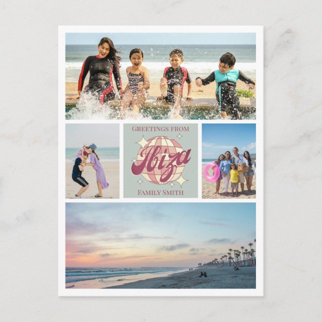 Photo collage Ibiza Family or Friends vacation  Postcard (Front)