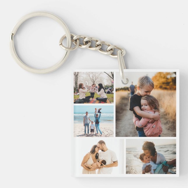 Photo Collage Ideas For Gifts Create 5 Photos Key Ring (Front)