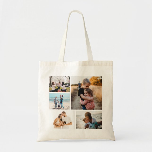 Photo Collage Ideas For Gifts Create 5 Photos Tote Bag (Front)