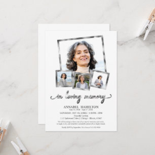 Photo Collage In Loving Memory Celebration of Life Invitation