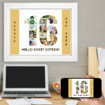 Photo Collage in Number 16 Neutral 16th Birthday Poster<br><div class="desc">Create your own unique 16th birthday keepsake with your favourite photos. This photo collage is in the shape of a number 16 and the template is set up ready for you to add your photographs and custom text. The sample wording includes your name, birth year and "Hello Sweet Sixteen!" -...</div>