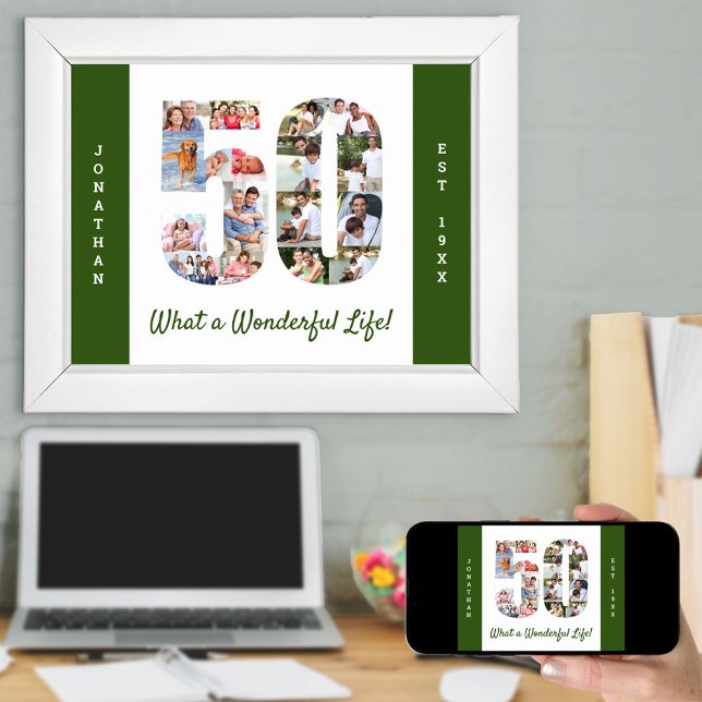 Photo Collage in Number 50 Shape for 50th Birthday Poster (Creator Uploaded)