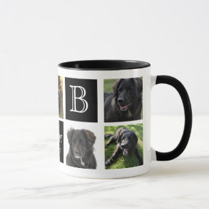 Photo Collage Initial Year Text Blocks Mug