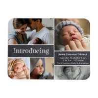 Photo collage Introducing Baby Birth Announcement