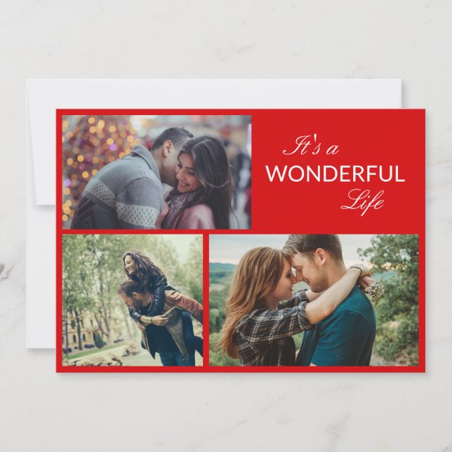 Photo Collage It's a Wonderful Life Christmas Holi Holiday Card (Front)