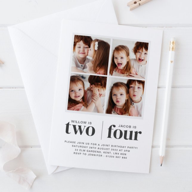 Photo Collage Joint Birthday Invitation (Creator Uploaded)