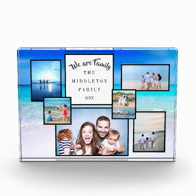 Photo Collage Keepsake Beach   We are Family Block (Front)
