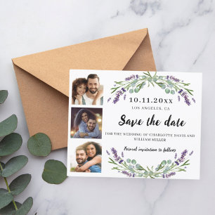 Photo collage lavender wedding Save the Date card