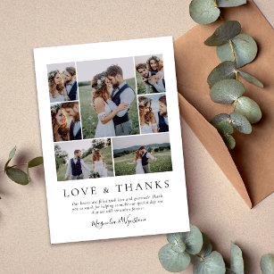 Photo Collage Love and Thanks Wedding Thank You Card