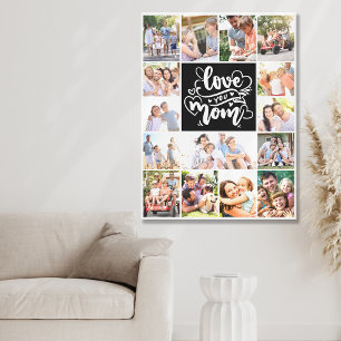 Photo Collage Love You Mom 15 Pictures Canvas Print