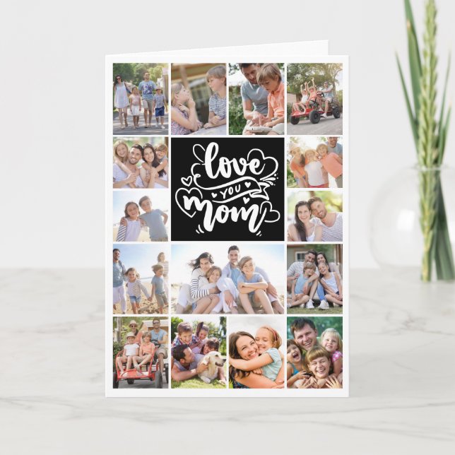 Photo Collage Love You Mum 15 Pictures Card (Front)