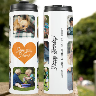 Photo collage love you mum text personalised thermal tumbler