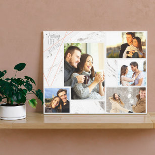 Photo Collage - Loving Life with You - Grey Marble Canvas Print