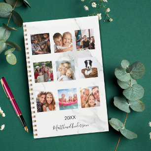 Photo collage marble monogram white 2025 planner