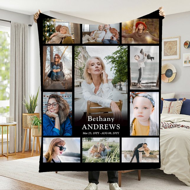 Photo Collage Memorial Funeral Create Your Own  Fleece Blanket (Creator Uploaded)