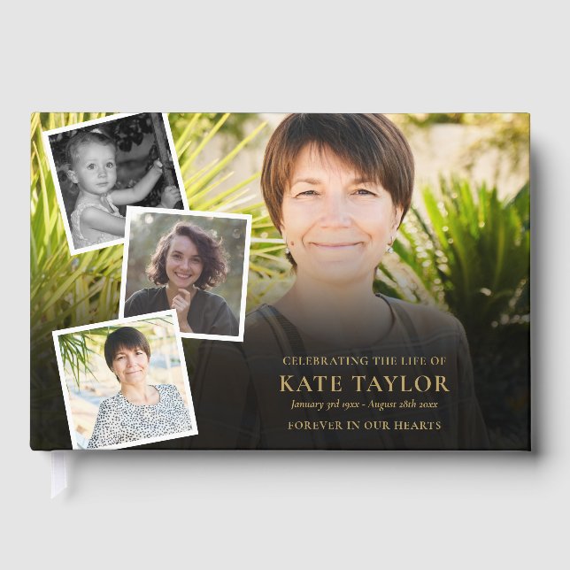 Photo Collage Memorial Funeral  Guest Book (Front)